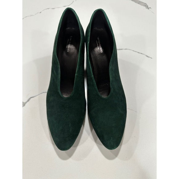 Vagabond Green Suede Block‎ Heel Pumps Pointed Toe Shoes 40 - Picture 1 of 7